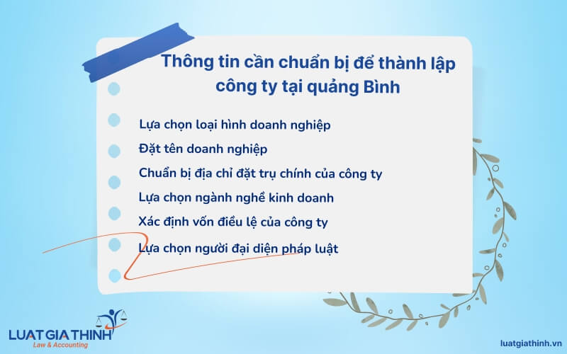 thông tin cần cung cấp khi thành lập công ty